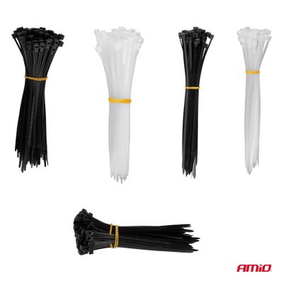 Multicolorede plastkabelbindere sæt af 500 stk. AMIO-04317