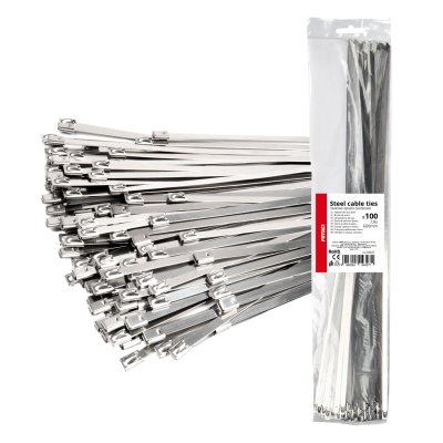 Rustfaste metal spændebånd 7,9x600mm 100 stk. AMIO-04327