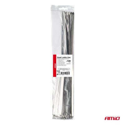 Rustfaste metal spændebånd 7,9x600mm 100 stk. AMIO-04327