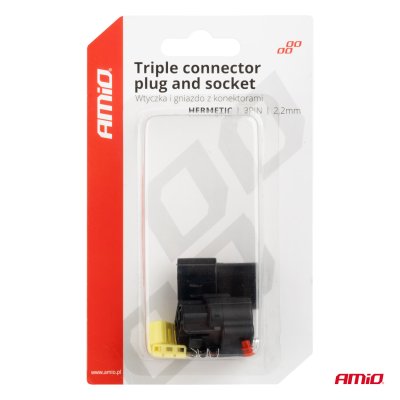 Stik- og sokkel-sæt 3 PIN 2.2mm AMIO-04347