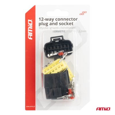 Stik og socket sæt 12 PIN 2.2mm AMIO-04352