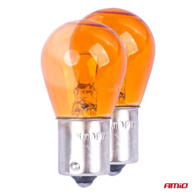 Halogenpærer PY21W BA15S 12V AMBER 2 stk. blister