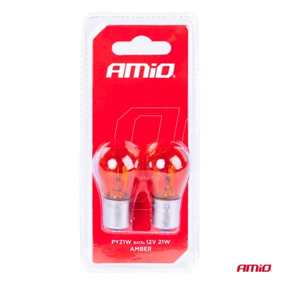 Halogenpærer PY21W BA15S 12V AMBER 2 stk. blister