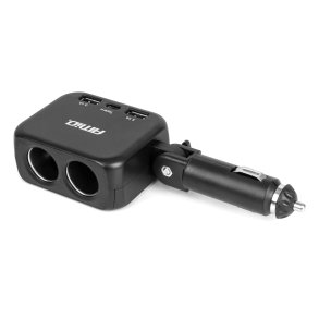 Dobbelt forlængerstik oplader 2x USB A 1x USB C 12/24V 100W 180° AMIO-04357