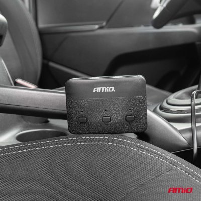 Triple forlængelsesstik oplader 2x USB A Tænd/sluk knap LED indikator 12/24V 100W 70cm AMIO-04363