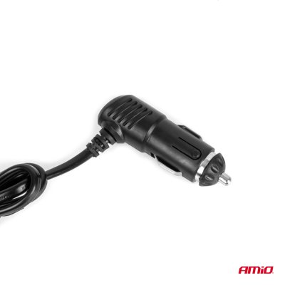 Triple forlængelsesstik oplader 2x USB A Tænd/sluk knap LED indikator 12/24V 100W 70cm AMIO-04363