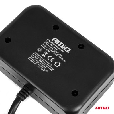 Triple forlængelsesstikoplader 1x USB A 1x USB C QC 4.0 12/24V 120W 80cm AMIO-04365