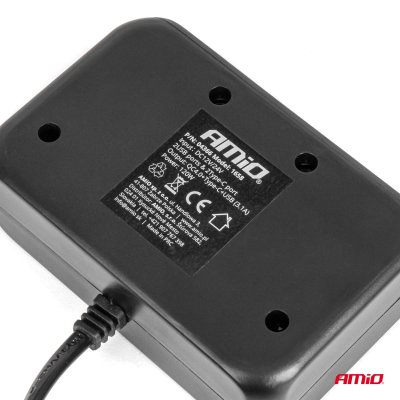 Triple forlængerstik oplader med digital skærm 2x USB A 1x USB C QC 4.0 12/24V 120W 80cm AMIO-04366
