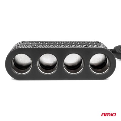Firefoldet forlængersokkel oplader 2x USB A 1x USB C 12/24V 120W 80cm AMIO-04367