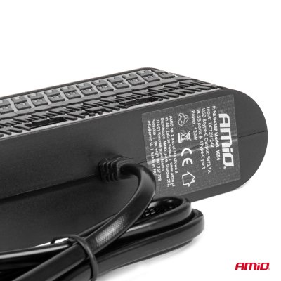 Firefoldet forlængersokkel oplader 2x USB A 1x USB C 12/24V 120W 80cm AMIO-04367