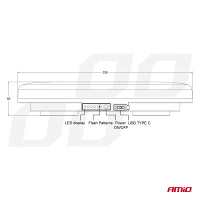 Trådløs LED lysbjælke R65 R10 326x186x63 26W 12V 24V AMIO-04369