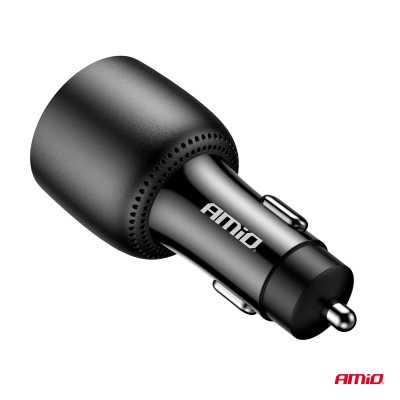 Biloplader 2x USB C-port + USB A-port 12/24V 100W AMIO-04371