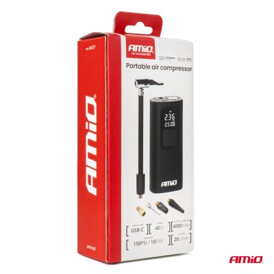 Bærbar luftkompressor LED USB-C 40W AMIO-04377