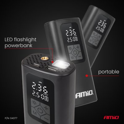 Bærbar luftkompressor LED USB-C 40W AMIO-04377