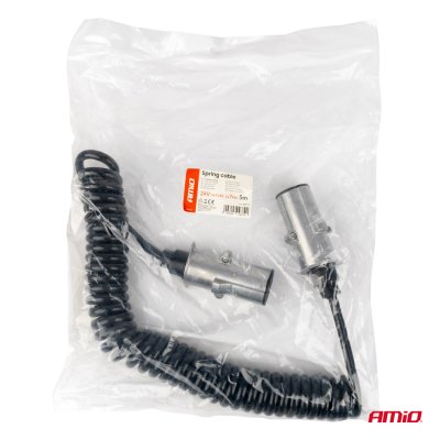 Fjederspiral kabel TIR 2x 7 PIN type N 5m 24V AMIO-04379