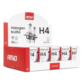 H4 halogenpære sæt 12V 60/55W UV-filter (E8) 20stk. AMIO-04401