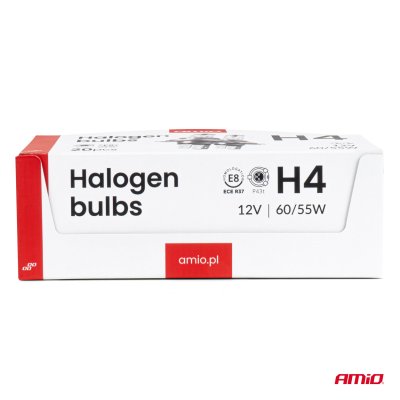 H4 halogenpære sæt 12V 60/55W UV-filter (E8) 20stk. AMIO-04401