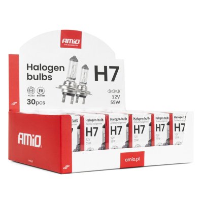 H7 halogen pære sæt 12V 55W UV filter (E8) 30 stk. AMIO-04399
