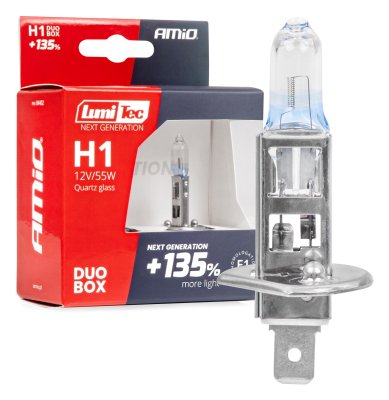 Halogenpærer H1 12V 55W LumiTec NÆSTE GENERATION +135% DUO AMIO-04402
