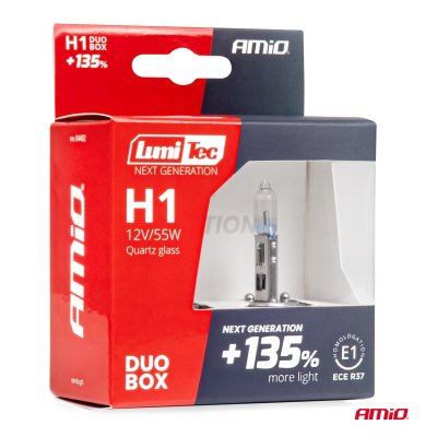 Halogenpærer H1 12V 55W LumiTec NÆSTE GENERATION +135% DUO AMIO-04402
