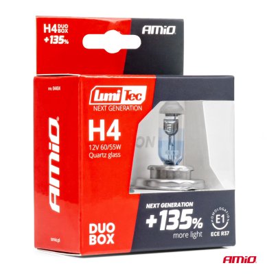 Halogenpærer H4 12V 60/55W LumiTec NEXTE GENERATION +135% DUO AMIO-04404