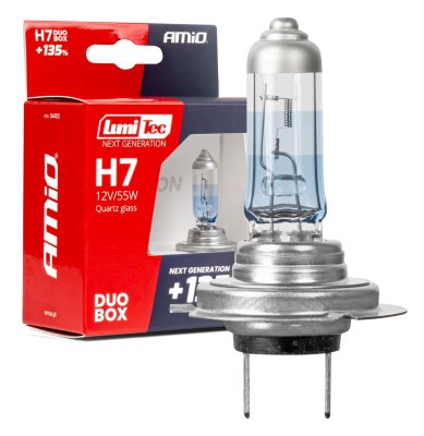 Halogenpærer H7 12V 55W LumiTec Næste GENERATION +135% DUO AMIO-04405