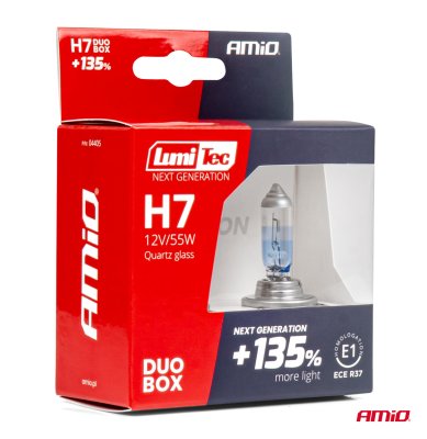 Halogenpærer H7 12V 55W LumiTec Næste GENERATION +135% DUO AMIO-04405