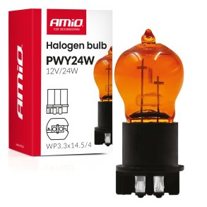 Halogenpære PWY24W WP3.3x14.5-4 Amber 12V 24W AMIO-04410