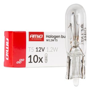 Halogenpærer T5 12V 1.2W W2x4.6d hvid 10 stk AMIO-04412