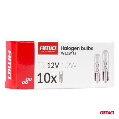 Halogenpærer T5 12V 1.2W W2x4.6d hvid 10 stk AMIO-04412