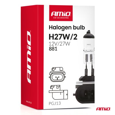Halogenpære H27W/2 881 PGJ13 12V 27W AMIO-04413
