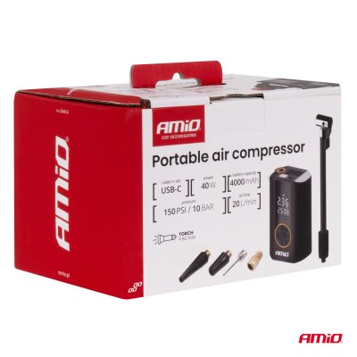 Bærbar luftkompressor LED 40W USB-C ACOMP-25 AMIO-04414