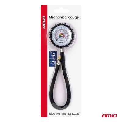 Mekanisk trykmåler med slange 30 cm 12 bar AMIO-04468