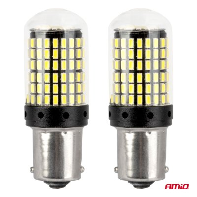 CANBUS LED pærer 1156 BA15S P21W R10W R5W 4SMD 1860 Hvid 12V 24V AMIO-04252