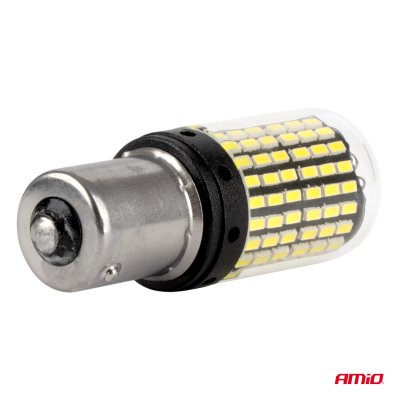CANBUS LED pærer 1156 BA15S P21W R10W R5W 4SMD 1860 Hvid 12V 24V AMIO-04252