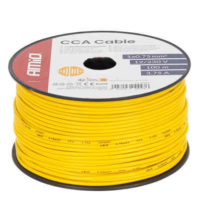 CCA højttalerkabel CCA 1x0.75mm2 100m 3.75A 12/230V AMIO-04447