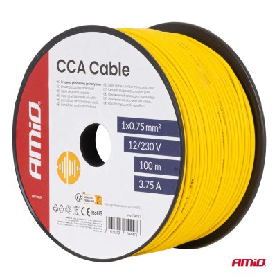CCA højttalerkabel CCA 1x0.75mm2 100m 3.75A 12/230V AMIO-04447