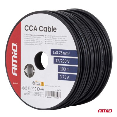 CCA Kabel 1x0.75mm2 100m 3.75A 12/230V AMIO-04453
