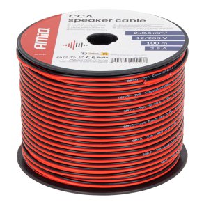 CCA højttalerkabel 2x0.5mm2 100m 2.5A AMIO-04456