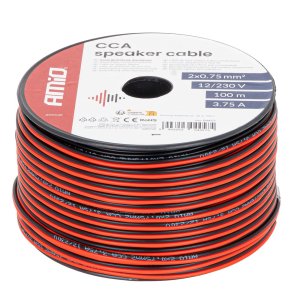 CCA højtalerledning 2x0.75mm2 100m 3.75A AMIO-04457