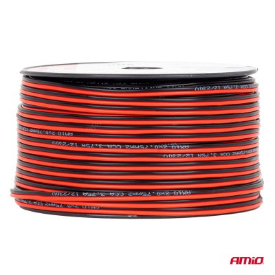 CCA højtalerledning 2x0.75mm2 100m 3.75A AMIO-04457
