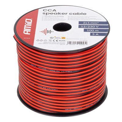 CCA højttalerkabel 2x1mm2 100m 5A AMIO-04458
