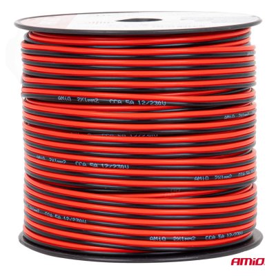 CCA højttalerkabel 2x1mm2 100m 5A AMIO-04458
