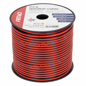 CCA højtaler kabel 2x1.5mm2 100m 7.5A AMIO-04459