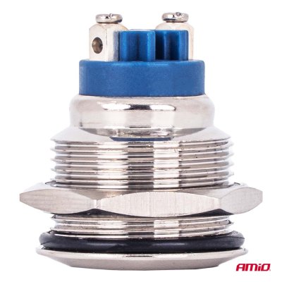 Rund stålkontakt ON/OFF 19mm 5A 12/230V AMIO-04474