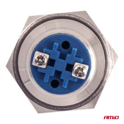 Rund stålkontakt ON/OFF 19mm 5A 12/230V AMIO-04474
