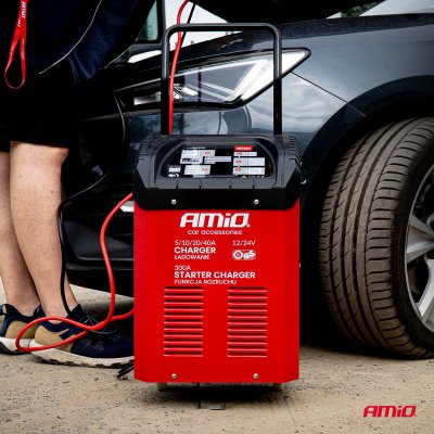 Batterioplader med booststarter max. 40A, 12V, 24V, start 300A, AMIO-04500