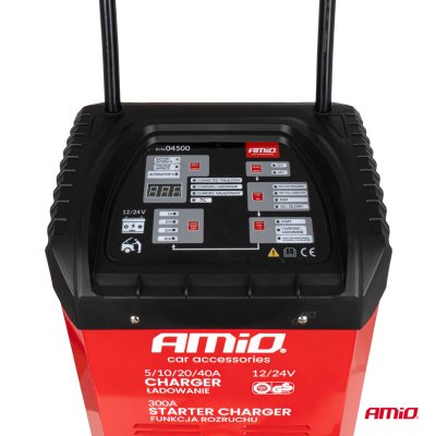 Batterioplader med booststarter max. 40A, 12V, 24V, start 300A, AMIO-04500