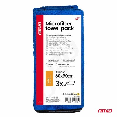 Mikrofiber håndklæde sæt 800gsm 60x90cm 3 stk. AMIO-04487