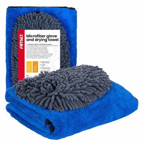 Mikrofiberhandske og tørrehåndklæde 94/800gsm 20x26/60x90cm AMIO-04489